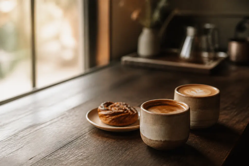 Café servido en piezas de cerámica