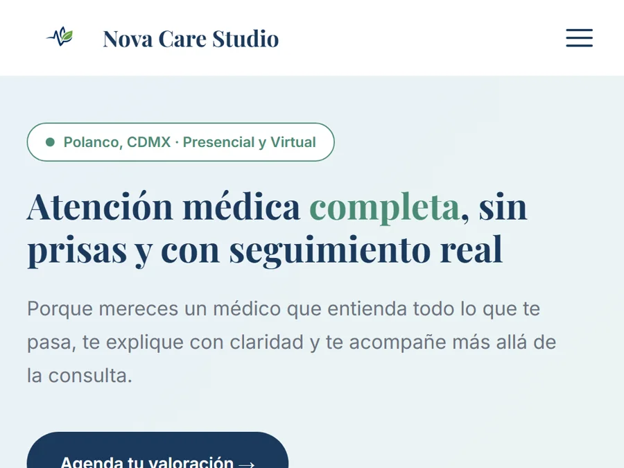 Captura de la demostración Nova Care Studio
